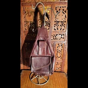 Brown Leather Sling Backpack with Adjustable Strap